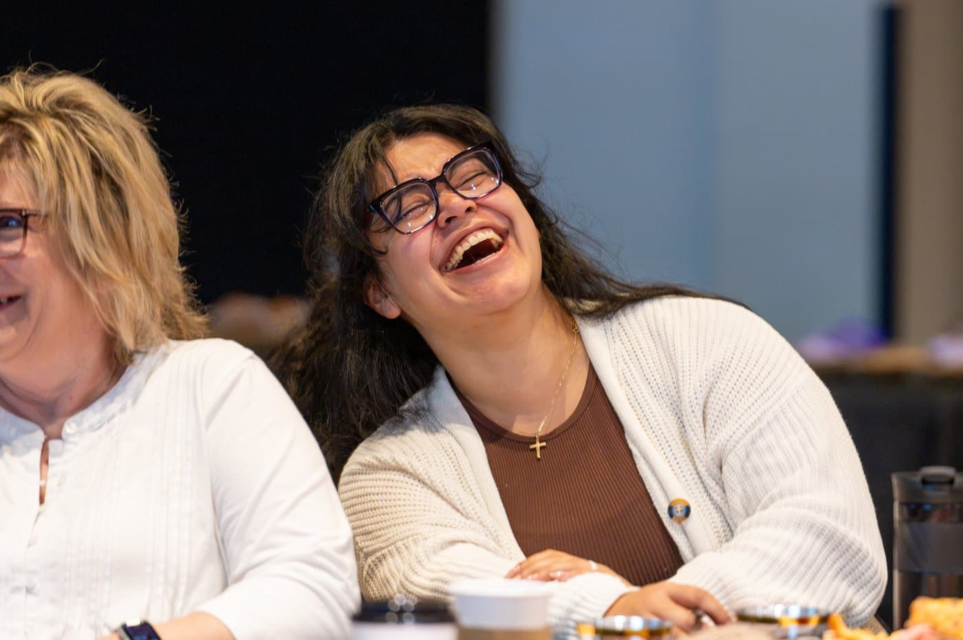 Women laughing together at a Brainerd Baptist women's ministry gathering