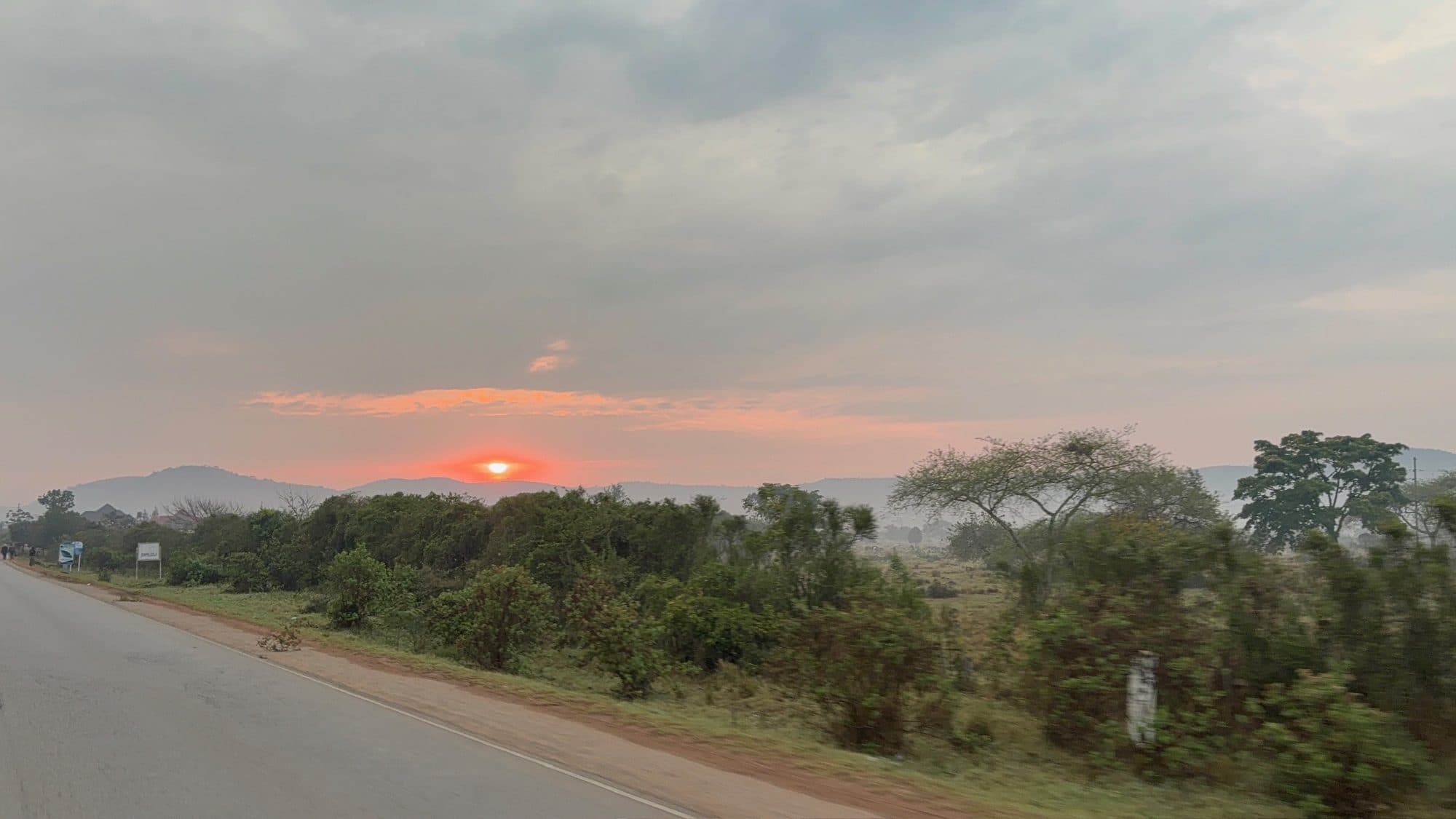 Sunset over a rural road