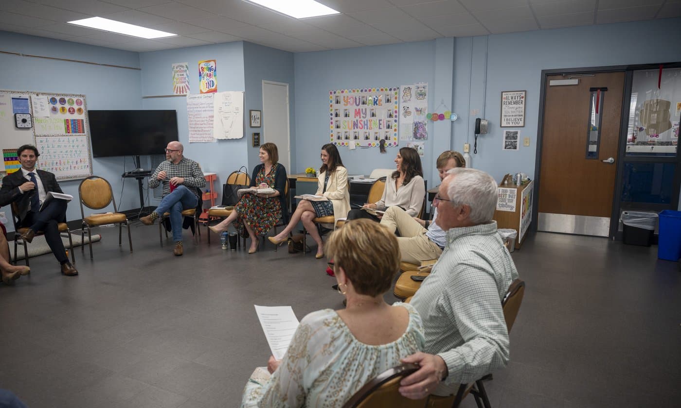 Life Groups — people gathered in a circle for Bible study