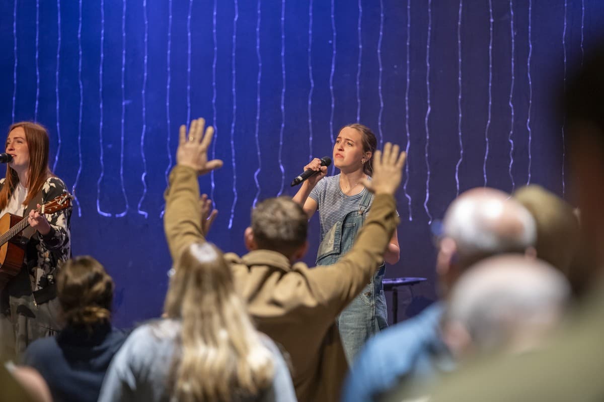 Band-led worship at the 11:00 AM service